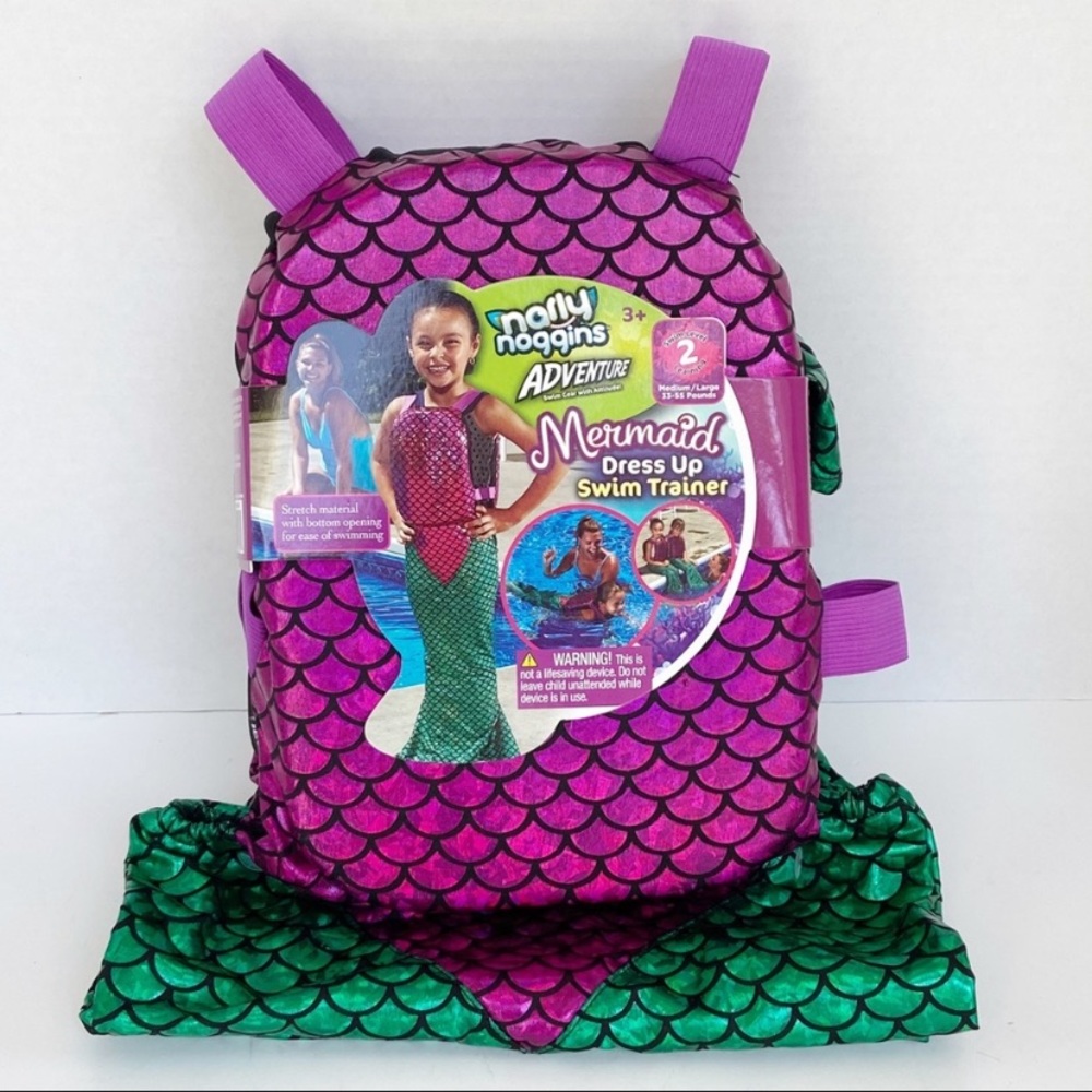 Pink Green Mermaid Dress Up Swim Trainer Life Vest 33-55lbs - Picture 2 of 5